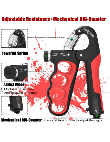 Entrenador de Fuerza de Agarre Nirxubla 11-100 kg Ajustable