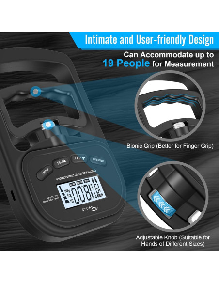 Probador de Fuerza de Agarre Digital Ryaco 396lbs con Entrenador