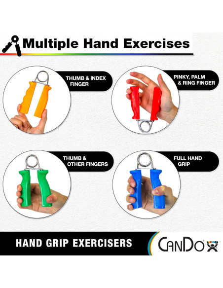Conjunto de ejercitadores de agarre CanDo 5 pares X-Ligero a X-Pesado