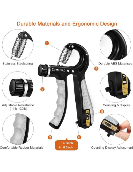 Fortalecedor de Agarre Btfsoul Ajustable 5kg a 60kg