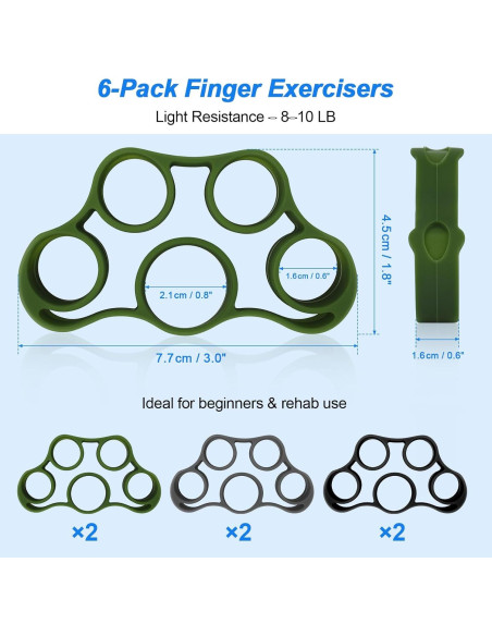 Entrenador de Fuerza de Mano RYACO - Paquete 9 Piezas