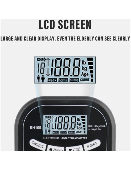 Conjunto de probador y entrenador de fuerza de agarre Captain - dinamómetro electrónico 180kg