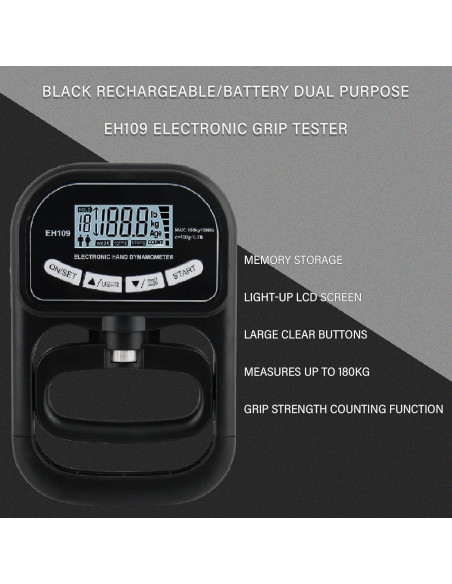 Conjunto de probador y entrenador de fuerza de agarre Captain - dinamómetro electrónico 180kg