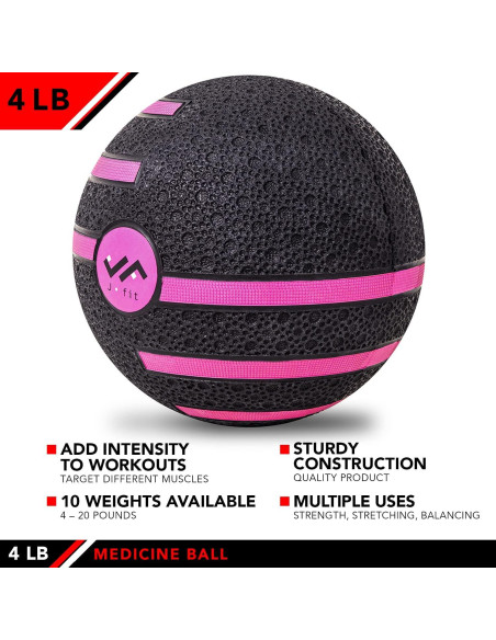 Bola Medicinal JFIT 1.81 KG Doble Textura para Ejercicio