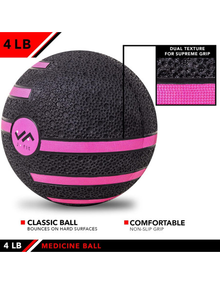 Bola Medicinal JFIT 1.81 KG Doble Textura para Ejercicio