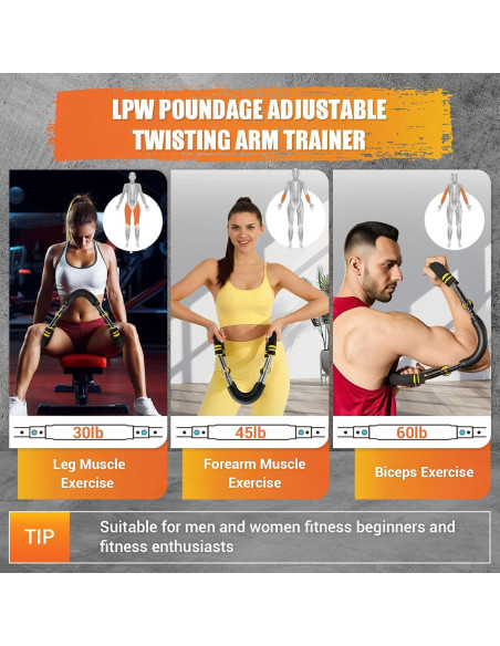 Entrenador de brazos Twister OPDEKEHA 6 niveles resistencia 13.6-54.4 kg