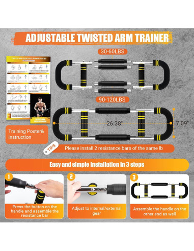 Entrenador de brazos Twister OPDEKEHA 6 niveles resistencia 13.6-54.4 kg