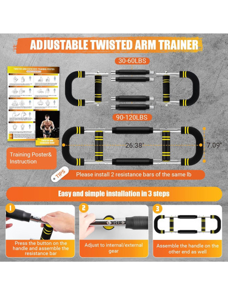 Entrenador de brazos Twister OPDEKEHA 6 niveles resistencia 13.6-54.4 kg