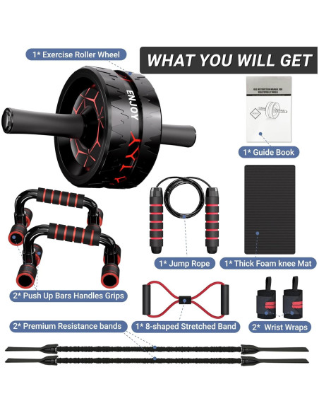 Kit de Rueda de Abdominales READAEER con Accesorios Completo