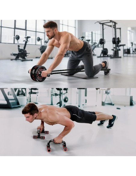 Kit de Rueda de Abdominales READAEER con Accesorios Completo