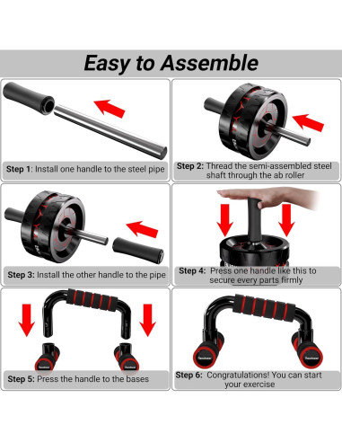 Kit de Rueda de Abdominales READAEER con Accesorios Completo