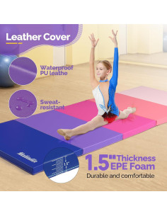 Colchoneta de Ejercicio Plegable Matladin 193x76cm Rosa/Azul 2