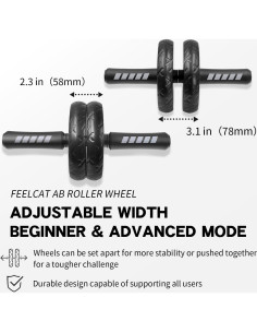 Rodillo Abdominal Doble Rueda FEELCAT con Almohadilla 30cm 2