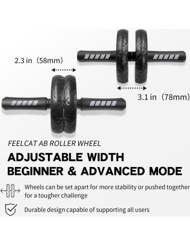 Rodillo Abdominal Doble Rueda FEELCAT con Almohadilla 30cm