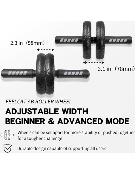 Rodillo Abdominal Doble Rueda FEELCAT con Almohadilla 30cm