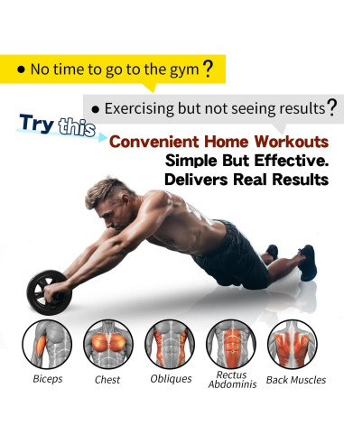 Rodillo Abdominal Doble Rueda FEELCAT con Almohadilla 30cm