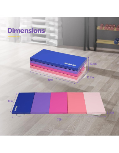 Colchoneta de Ejercicio Plegable Matladin 193x76cm Rosa/Azul