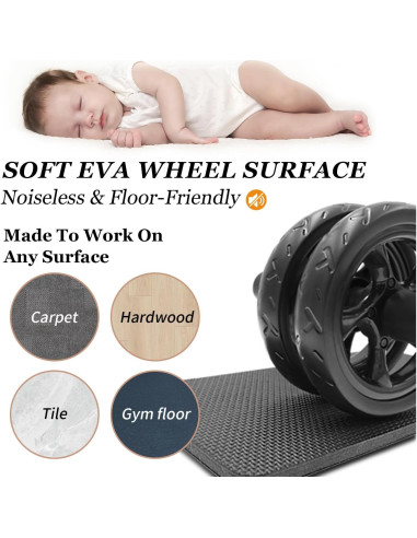 Rodillo Abdominal Doble Rueda FEELCAT con Almohadilla 30cm