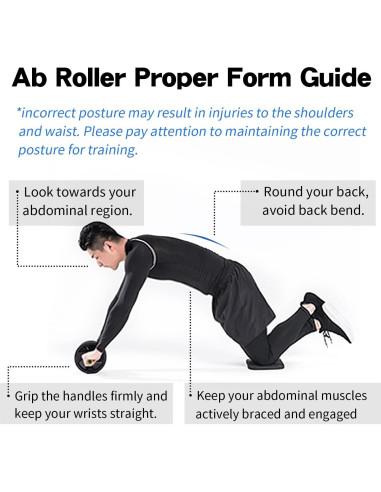 Rodillo Abdominal Doble Rueda FEELCAT con Almohadilla 30cm