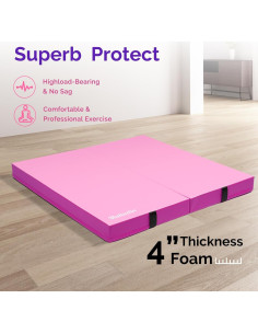 Mat de Gimnasia Plegable Matladin 1.22m x 1.22m Rosa 2