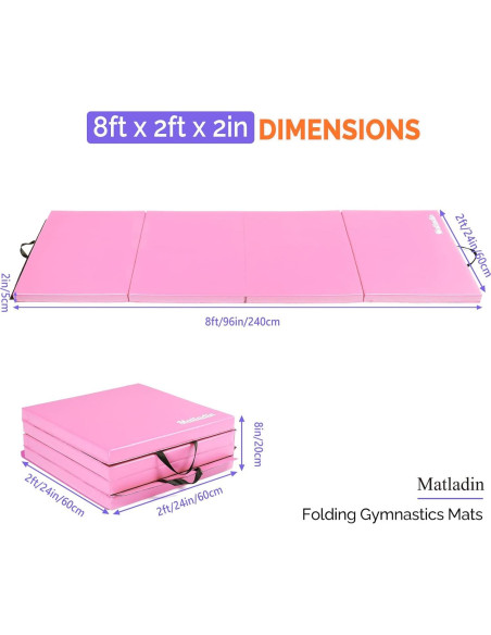 Colchoneta de Gimnasia Plegable Matladin 240x60x5 cm Rosa