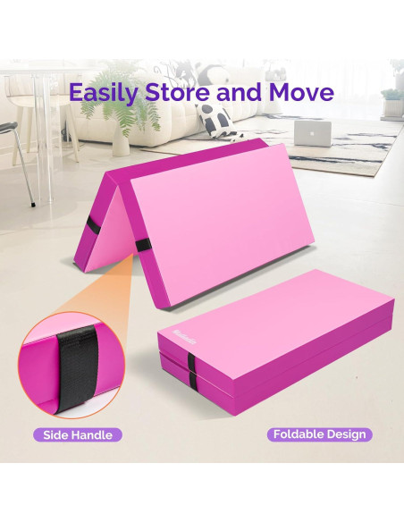 Mat de Gimnasia Plegable Matladin 1.22m x 1.22m Rosa