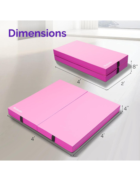 Mat de Gimnasia Plegable Matladin 1.22m x 1.22m Rosa