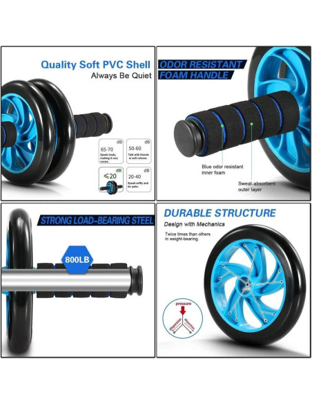 Kit de Ejercicio en Casa TOMSHOO 5 en 1: Rueda Abdominal, Flexiones, Cuerda