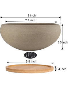 Maceta de Bonsai MUZHI Cerámica 20 cm Redonda sin Esmalte 2