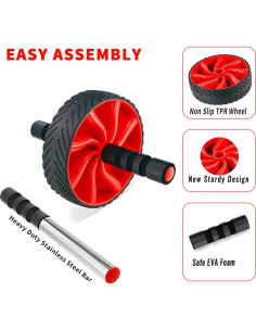 Rueda de Abdominales Sprwhale Roja - Entrenamiento Núcleo y Fuerza 2