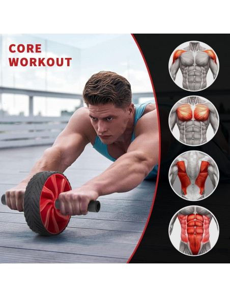 Rueda de Abdominales Sprwhale Roja - Entrenamiento Núcleo y Fuerza