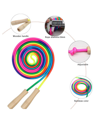 Cuerda de saltar ajustable AUMCDIK 5 m con mangos de madera