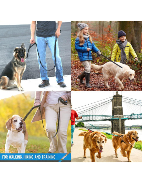 Correa para Perros JEWOSTER 1.83m Alta Resistencia con 2 Mangos