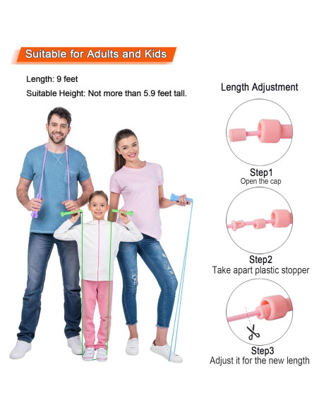 Cuerda de Saltar Ajustable HAFUZIYN - Paquete de 6 Colores