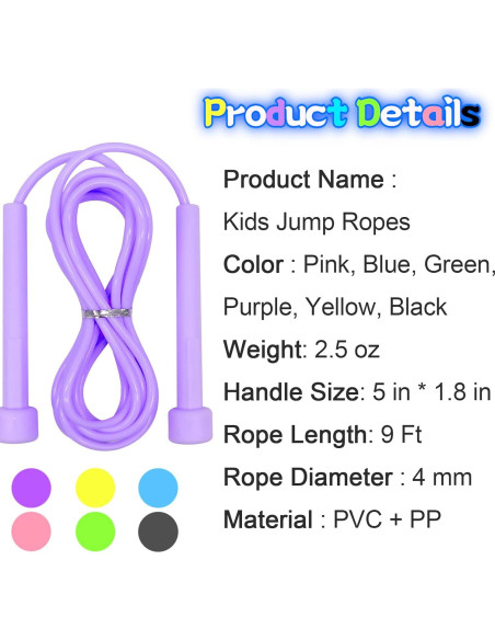 Cuerda de Saltar Ajustable HAFUZIYN - Paquete de 6 Colores