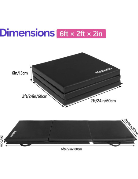 Tapete de Ejercicio Plegable Matladin 183x61x5 cm Negro