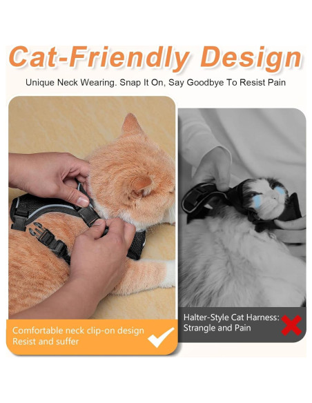 Conjunto Arnés y Correa para Gato Halypet H200 Pro Negro