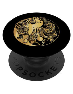 PopSockets PopGrip Yin Yang Tigre Dragón Oro Intercambiable
