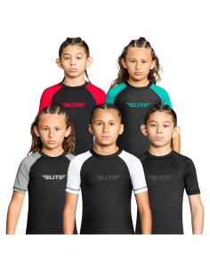 Rash Guard Elite Sports Niños Verde Manga Corta BJJ