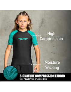 Rash Guard Elite Sports Niños Verde Manga Corta BJJ 2
