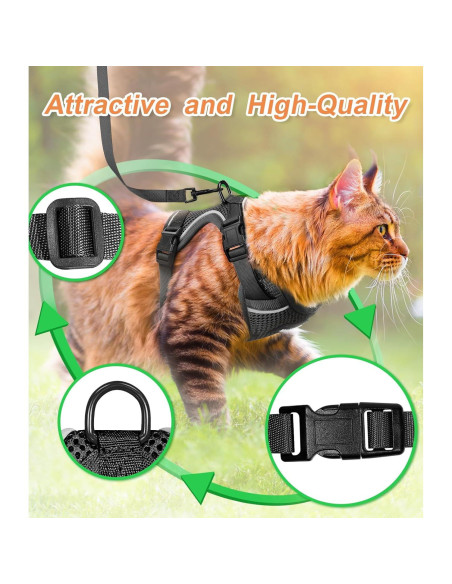 Conjunto Arnés y Correa para Gato Halypet H200 Pro Negro