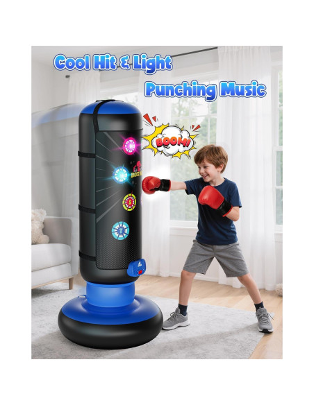 Saco de Boxeo Inflable HopeRock para Niños con Luces y Música