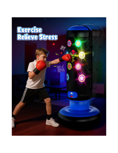 Saco de Boxeo Inflable HopeRock para Niños con Luces y Música