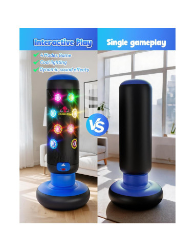 Saco de Boxeo Inflable HopeRock para Niños con Luces y Música