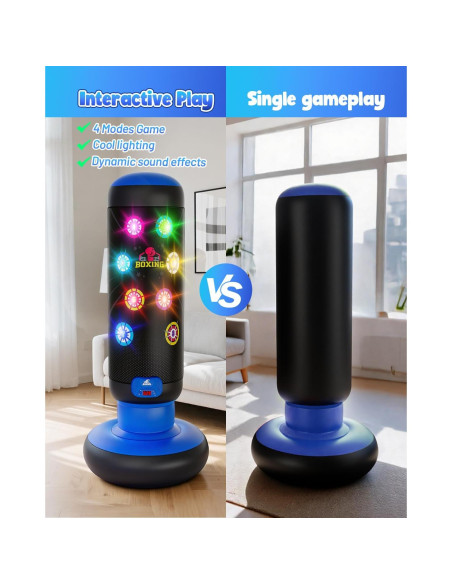 Saco de Boxeo Inflable HopeRock para Niños con Luces y Música