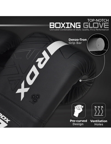 Guantes de Boxeo RDX-BMR-F6MW, Cuero Maya, Medianos, Unisex