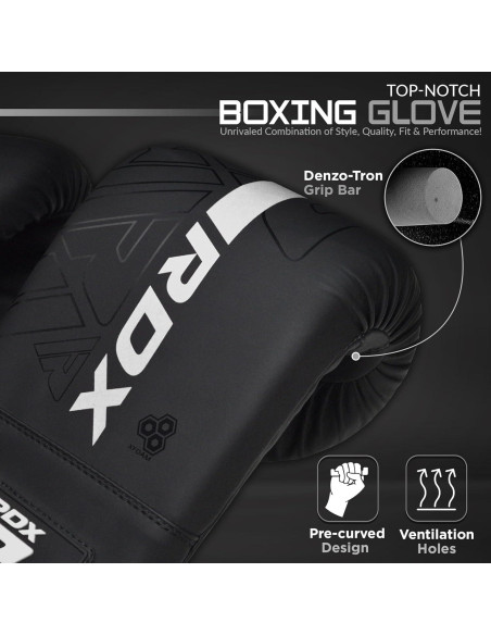 Guantes de Boxeo RDX-BMR-F6MW, Cuero Maya, Medianos, Unisex