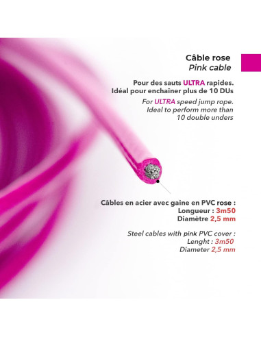 Pack 2 Cuerdas de Acero BRANK 3.66m para Saltar - Rosa