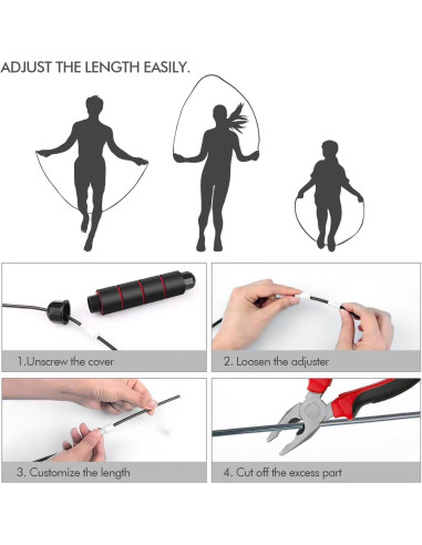 Cuerda de Saltar Ajustable YHFAEYA 2.8m con Rodamientos