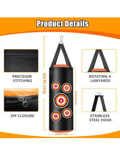 Saco de Boxeo Colgante YORWHIN 2FT PU para Niños con Guantes 2